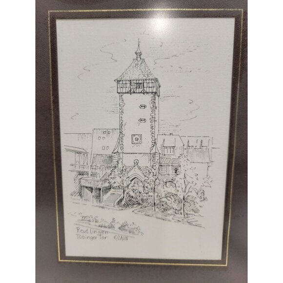 Drawing Reutlingen Tubinger Tor E/Laun Framed 8x10" - Picture 3 of 9